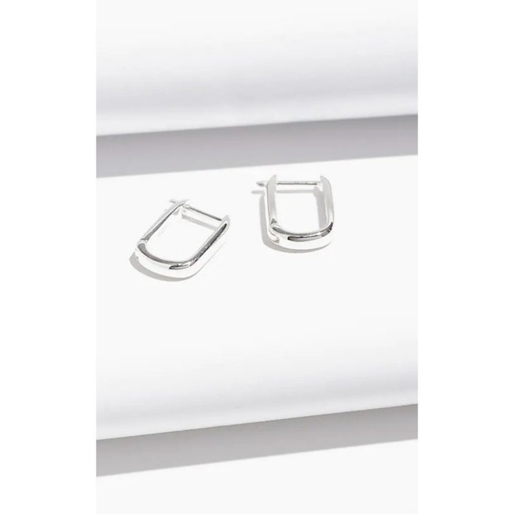 Madewell $48 Delicate Collection Demi-FIne Carabiner Hoop Earrings NI787 Silver